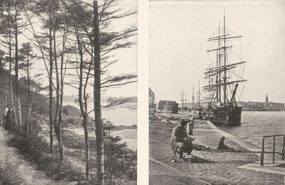 ILLE- - VILAINE. Dinard. Rance bec Vallée; Bassin Plot St- Servan 1900 print